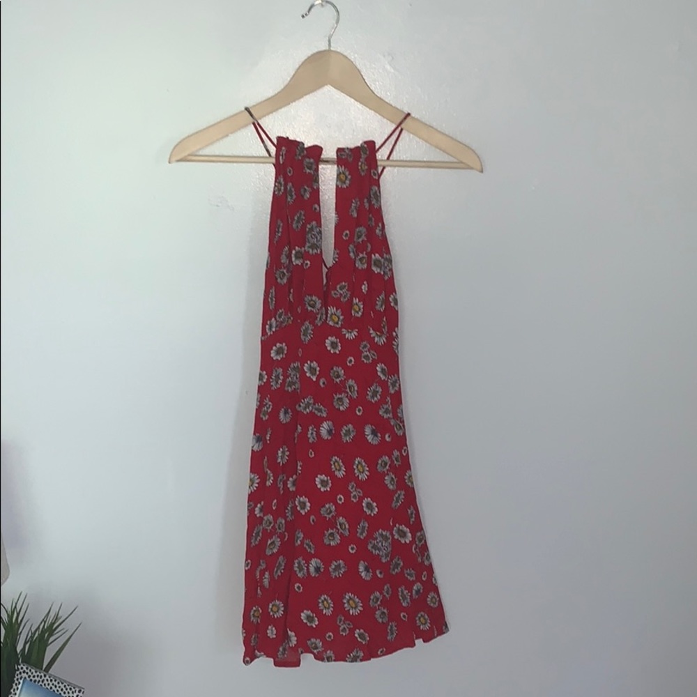 Red floral dress